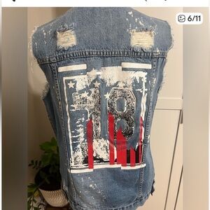 Revamped Denim Vest with Distressed Details